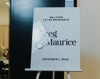 White Acrylic Welcome Sign Black 3d Couple letters on white acrylic White Acrylic Custom sign Minimalistic Wedding Sign