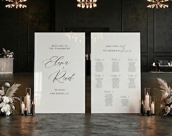 Personalized Acrylic Seating chart and welcome sign White Guest Arrangements Reception Party Entry Decor Signs