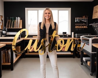 Custom Acrylic Sign for Wedding Backdrop, Personalized Family Name Monogram Sign, Large 3D Script Wall Art, Business Logo Decor