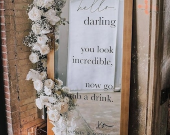 Personalized Mirror Decal Wedding Sign Decal for Mirror Custom Quote for Home or Office Ladies Bathroom Mirror Decal Vinyl