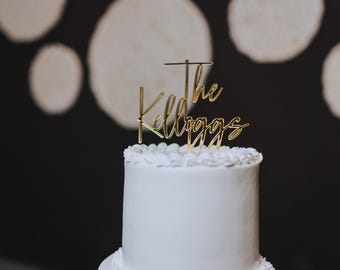 Mirror Gold Cake Topper Initials Gold Mirror Tags Luxury Wedding Cake Place Cards Personalized Wedding Cake Topper Script Names Cake Topper