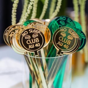 Personalisierte Spiegel Gold Logo Stir, Hochzeit Drink Rührer, Spiegel Gold Paar Initiale, Cocktailbar Gunst, Signature Drink, Luxus Bar Zeichen