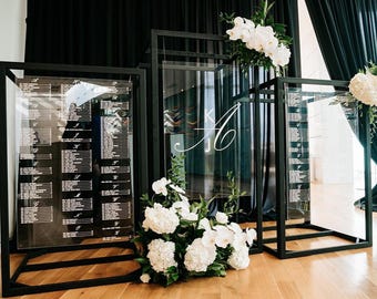 Clear Welcome and Seating Chart Package, Large Clear Acrylic Seating Chart Sign, White Wedding Decor, White Wedding Theme
