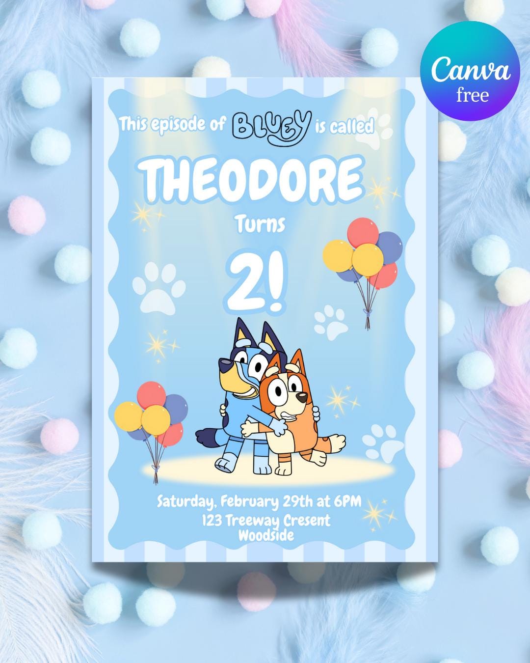 Bluey Birthday Invitation Bluey Invitations Bluey Birthday Party Bluey ...