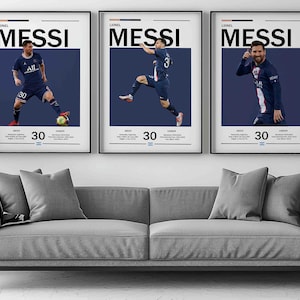 Lionel Messi set of 3 Poster, Argentina Messi Football Print, Sports Poster, Football Poster, Soccer Wall Art Gift, Sports Bedroom decor