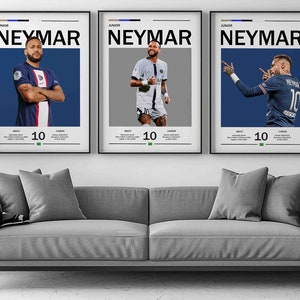 Neymar Jr set of 3 Poster, Brazil Football Print, Sports Poster, Football Poster, Soccer Wall Art Gift, Sports Bedroom decor gift