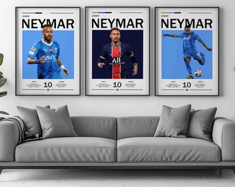 Neymar Jr Poster Set, Brasilien Fußball, Sport Schlafzimmer Dekoration (Digitaler Download)