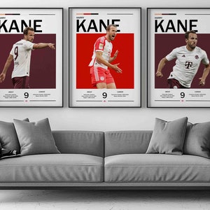 Harry Kane set of 3 Poster, England Football Print, Sports Poster, Football Poster, Soccer Wall Art Gift, Sports Bedroom decor gift