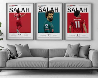 Mohamed Salah Poster Set of 3, Football Soccer Wall Art (Digital Download)