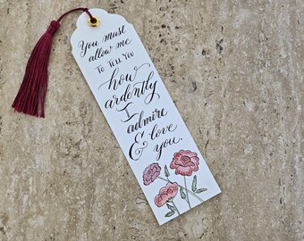 Pride & Prejudice Bookmark: Handmade Literary Gift with Calligraphy