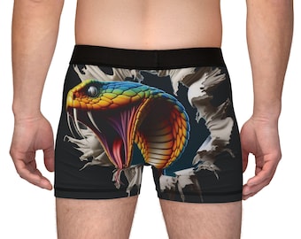 Cobra Men's Boxers, Novelty Underwear, Gift for Him, Funny Briefs, Cool Snake Briefs, Snake Lover Gift, Gift for Husband Boyfriend, Black