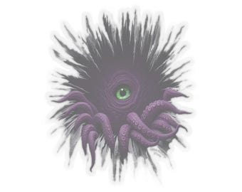 Purple Octopus Monster Sticker, Sea Life Decal, Monster Kiss-Cut Sticker, Three Sizes, Laptop Bottle Planner Journal Decal, 3D Creature