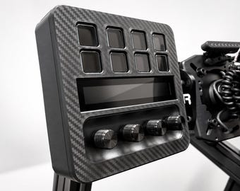 Stream Deck Plus Enclosure Box for Sim Racing | AMPS Mount | Carbon Fiber Faceplate | 4040 8040 Sim Rig Button Box