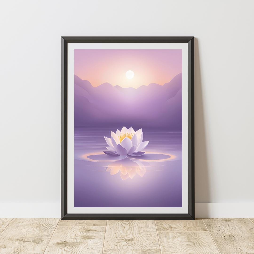 Elegant Lotus Flower Wall Art Set – Minimalist Water Lily Digital ...