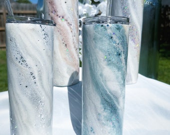 Bridal Collection: Rose Gold Romance - White and Rose Gold Marbled Bridal Tumbler - Custom Bridal Gift - Wedding Accessories