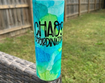 Handmade 20oz Chaos Coordinator Stainless Steel Tumbler - Unique Gift for Busy Superheroes!