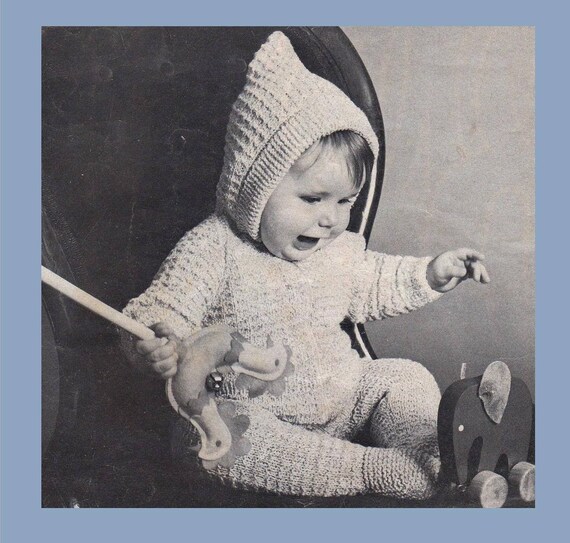 knitted baby pram suit