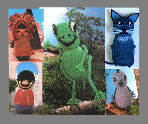Post Free Pattern Frog Guardsman Owl Cat Lion Gnome Doll 8ply Yarn Beginner Knitting Pdf Instant Download Post Free Pattern