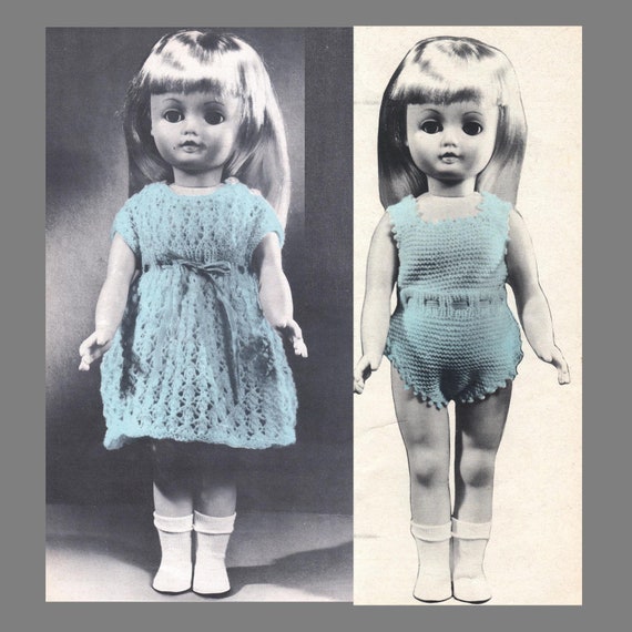 Post Free Dolls Clothes Knitting Pattern 3ply Yarn Dress Vest And Pant 14 16 18 Doll Pdf Instant Download Post Free Knitting Pattern