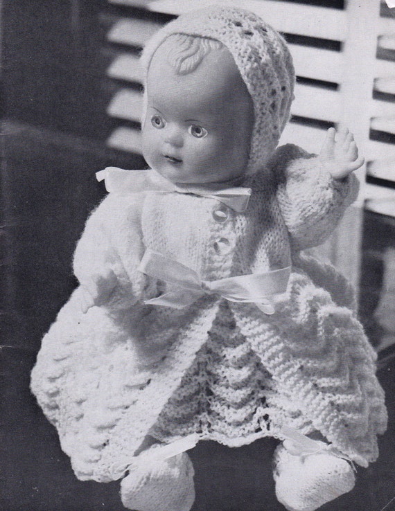 Post Free Dolls Clothes Knitting Pattern 3plyyarn 6 Piece Layette For Baby Doll 12 14 Doll Pdf Instant Download Post Free