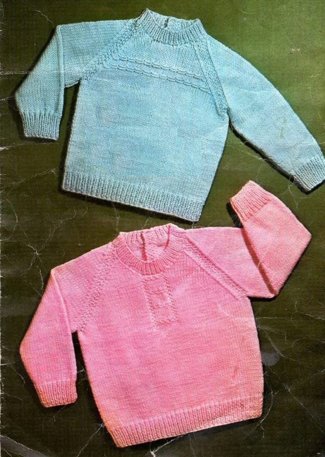PDF Knitting Pattern / 2 Classic Raglan Baby Sweaters / 8 ply Etsy