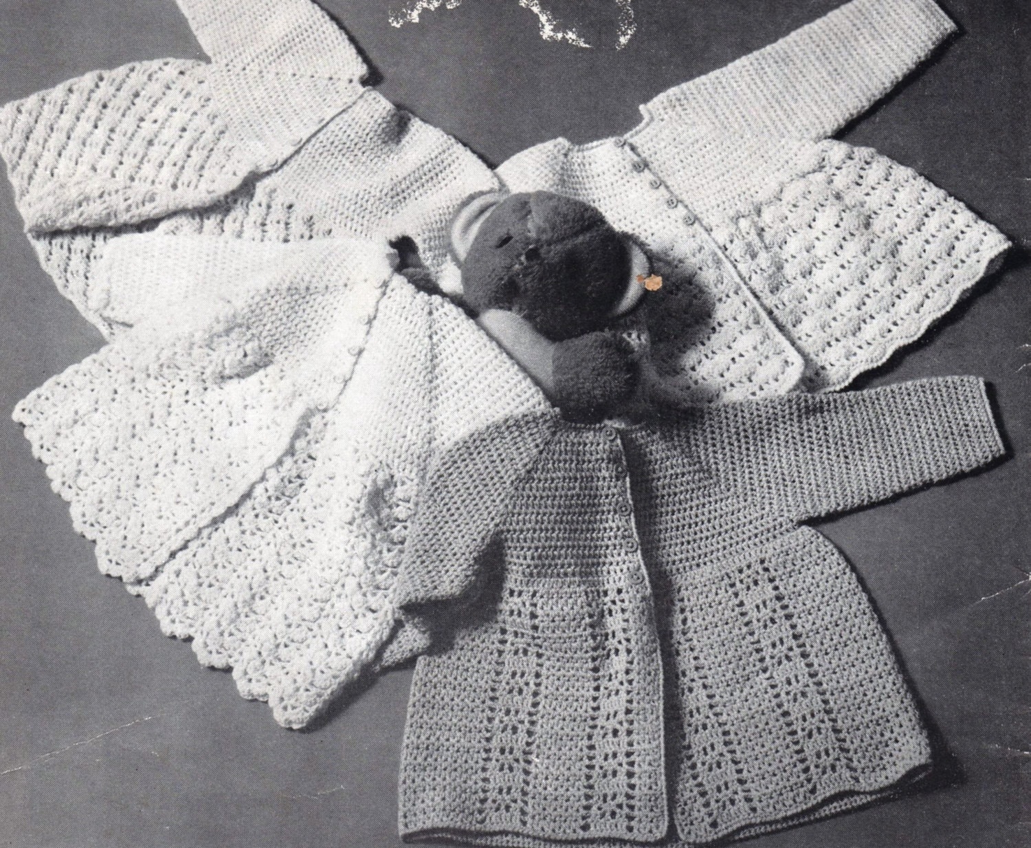 Vintage Baby Crochet Pattern 4 Baby Cardigan In 1 Pattern Etsy