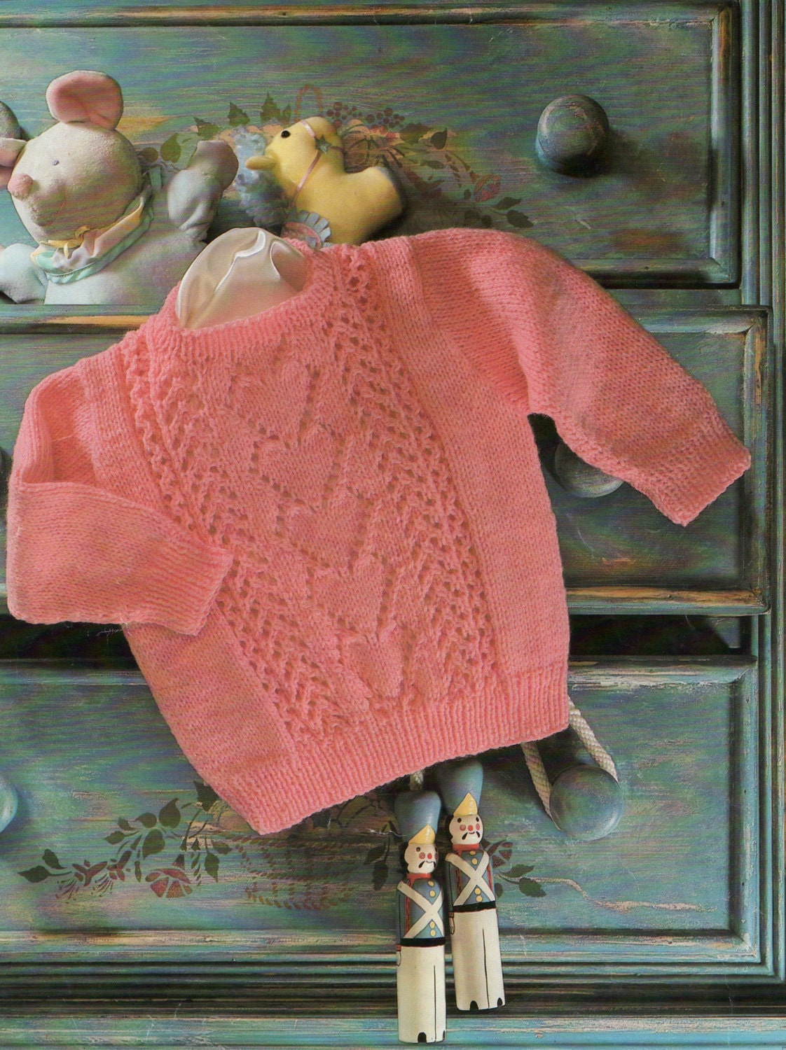 Vintage Baby Knitting Pattern / Sweetheart sweater / Baby Girl Etsy
