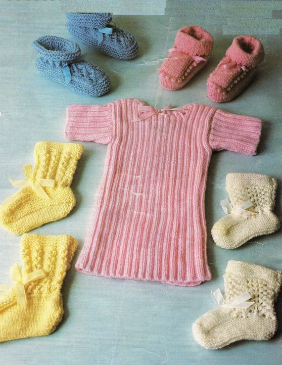 Vintage Baby Knitting Pattern Baby Ribbed Vest And 4 Styles Of Booties New Baby Gift Baby Boy Or Baby Girl Clothing Post Free Pattern