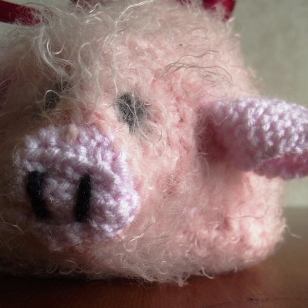 Knitted Soft Toy / Paris Pig / Soft Fluffy / Hand Made Knitted Toy / Pink Pig / Baby Gift / Christmas Gift / Ready to Ship