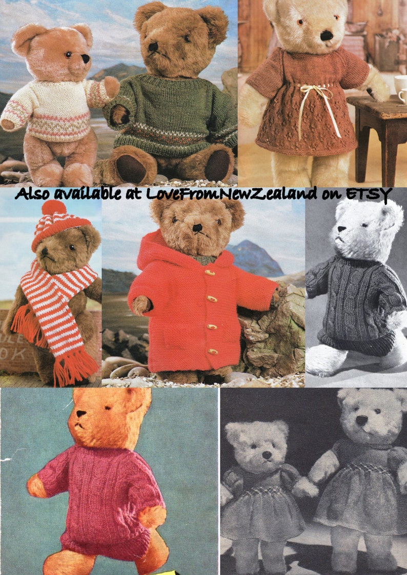 Post Free Teddy Bear Clothes Knitting Pattern / 8ply Yarn ...