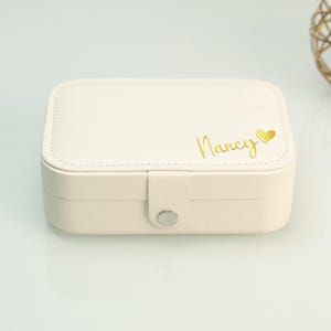 Caixa de joias de viagem de couro retangular com letras personalizadas, caixa de armazenamento de joias com iniciais personalizadas, caixa de joias personalizada, caixa de joias com letras de viagem