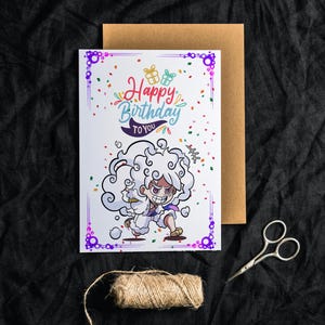 Luffy Sun God Nika - Cartão de aniversário de One Piece (cartão de felicitações estilo anime)