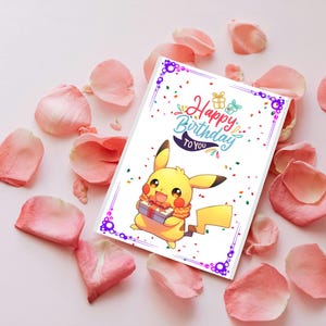 Pikachu Birthday Card (Anime Style Greeting Card)