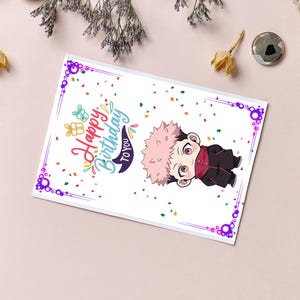 Yuji Itadori Jujutsu Kaisen Birthday Card (Anime Style Greeting Card)