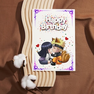 Cartão de aniversário Naruto x Hinata (cartão de felicitações estilo anime)