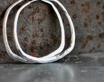 Square sterling silver hoop earrings large, medium and small