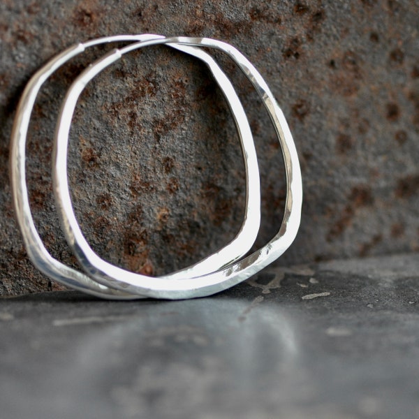 Square sterling silver hoop earrings large, medium and small