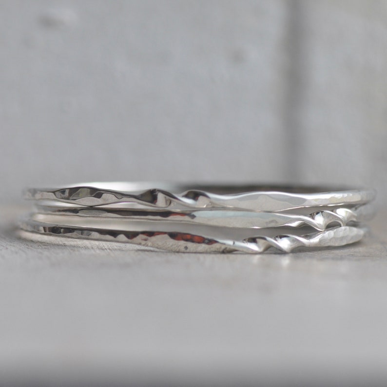 Hand wrought twist bangle set, forged sterling bracelet image 10