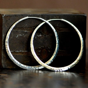 hammered sterling silver hoop earrings, large endless style hoop, 925 silver hoop earring, eco friendly jewelry