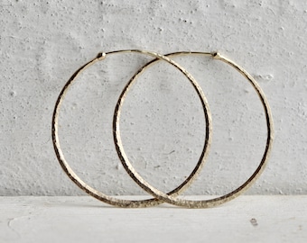 fine gold hoop earring, solid  14k hoop, 1.23", 1.5", 1.75", 2", 2.5" sizes, yellow or rose gold loop