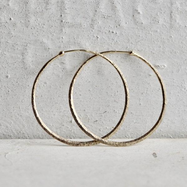 fine gold hoop earring, solid  14k hoop, 1.23", 1.5", 1.75", 2", 2.5" sizes, yellow or rose gold loop