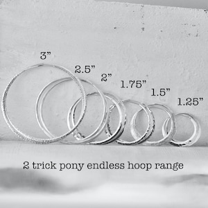 sterling silver hoop earrings, round loops, planishing smooth or your choice of texture, finish, and size, endless style hoop, eco friendly image 3