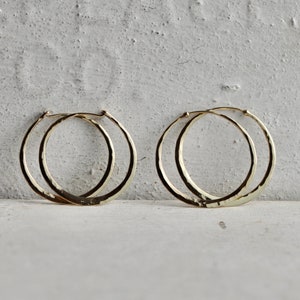 fine gold hoop earring, solid 14k hoop, 1.23, 1.5, 1.75, 2, 2.5 sizes, yellow or rose gold loop image 5