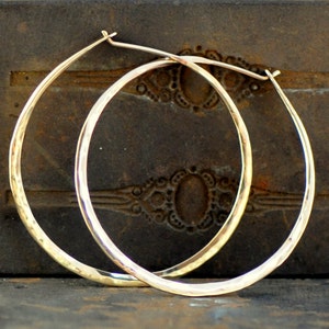 fine gold hoop earring, solid 14k hoop, 1.23, 1.5, 1.75, 2, 2.5 sizes, yellow or rose gold loop image 2