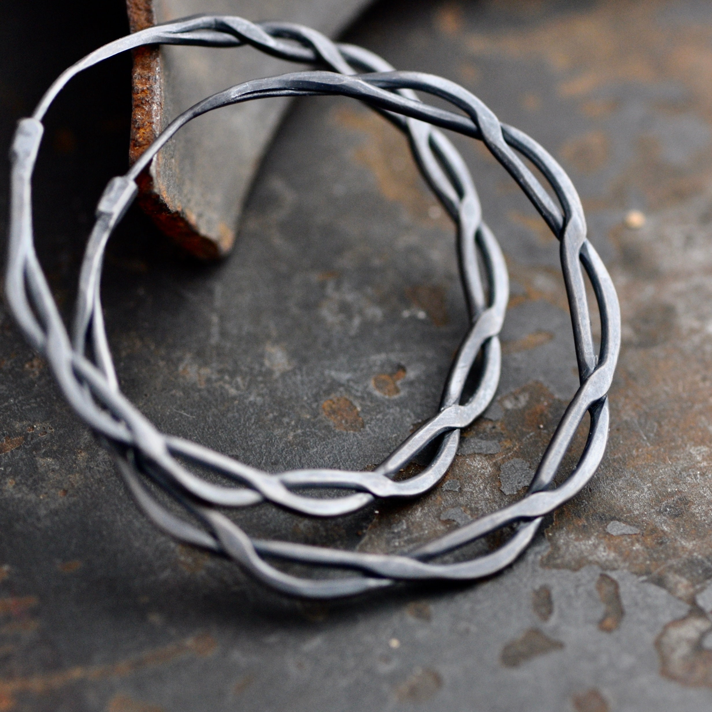 sterling silver oval hoop earring planishing smooth hand wrought earring wide hoop earring crescent moon loop eco friendly