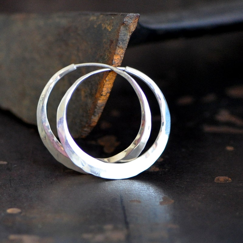 Silver Hoop Earrings - Etsy
