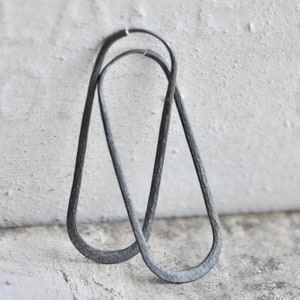 oval hoop earring sterling silver, horseshoe hoop, stirrup hoop, endless self locking hoop, handcrafted