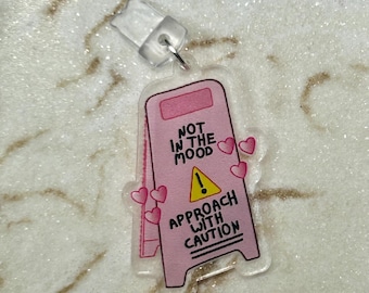 Caution not in the mood | dust plug | phone charm | ereader charm | usb-c | lightning | cellphone | kindle dust plug | iphone | android