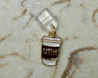 Coffee Cup | Dust Plug | Phone Charm | Ereader Charm | USB-C | Lightning | Cellphone | Kindle Dust Plug | iPhone Dust Plug | Android Charm