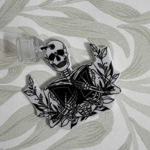 Bookish skeleton | dust plug | phone charm | ereader charm | usb-c | lightning | cellphone | kindle dust plug | iphone dust plug | reading